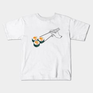 Kawaii Sushi rolls with chopsticks Kids T-Shirt